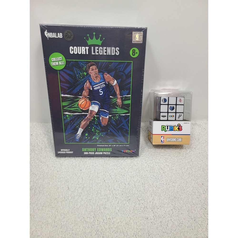 NBA Anthony Edwards 300 Piece Puzzle & Official Rubiks Divisions Cube Lot